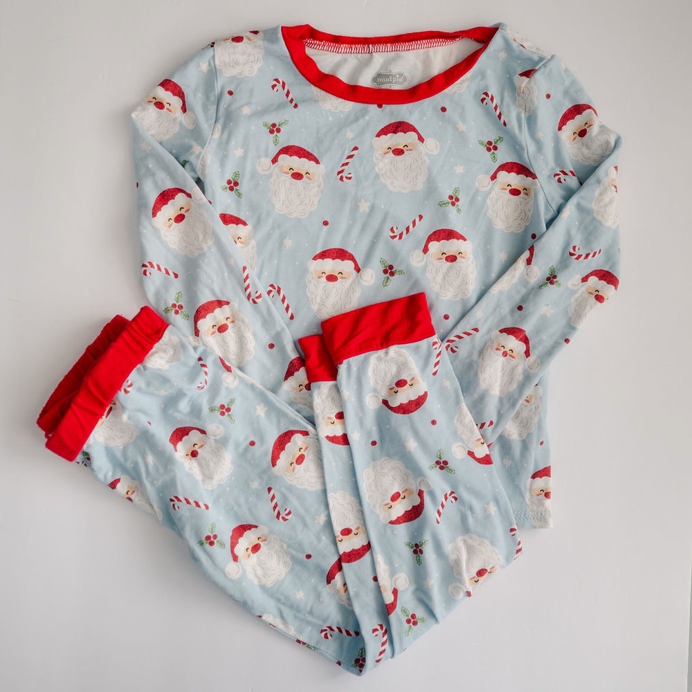 Mud Pie Christmas Pajamas Santa Print Bamboo Set 5T Holiday Pajamas